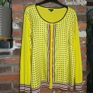 Talbots Woman Charming Yellow  Geo Print Mixed Media Media Lightweight